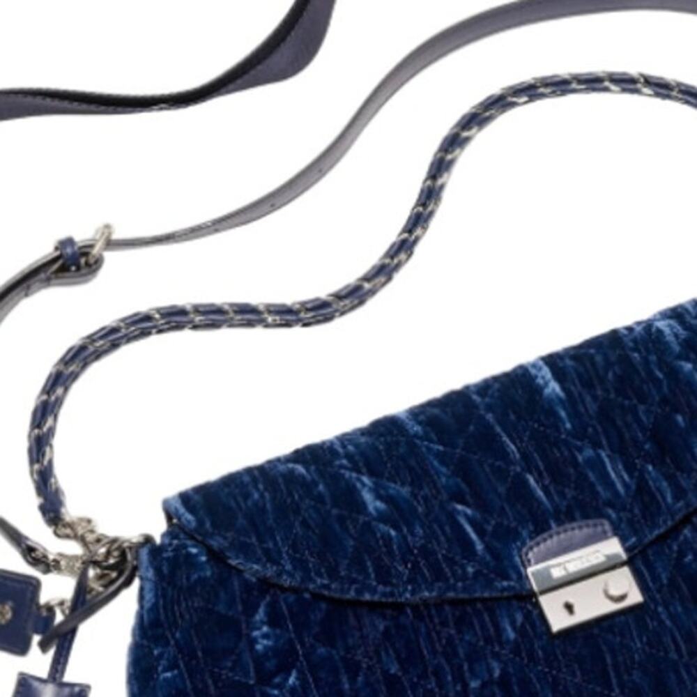 MZ Wallace Quilted Velvet Crossbody Bag in Deep Navy Blue - Picture 13 of 14